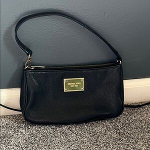 Michael Kors Black Shoulder Bag with Gold Accents